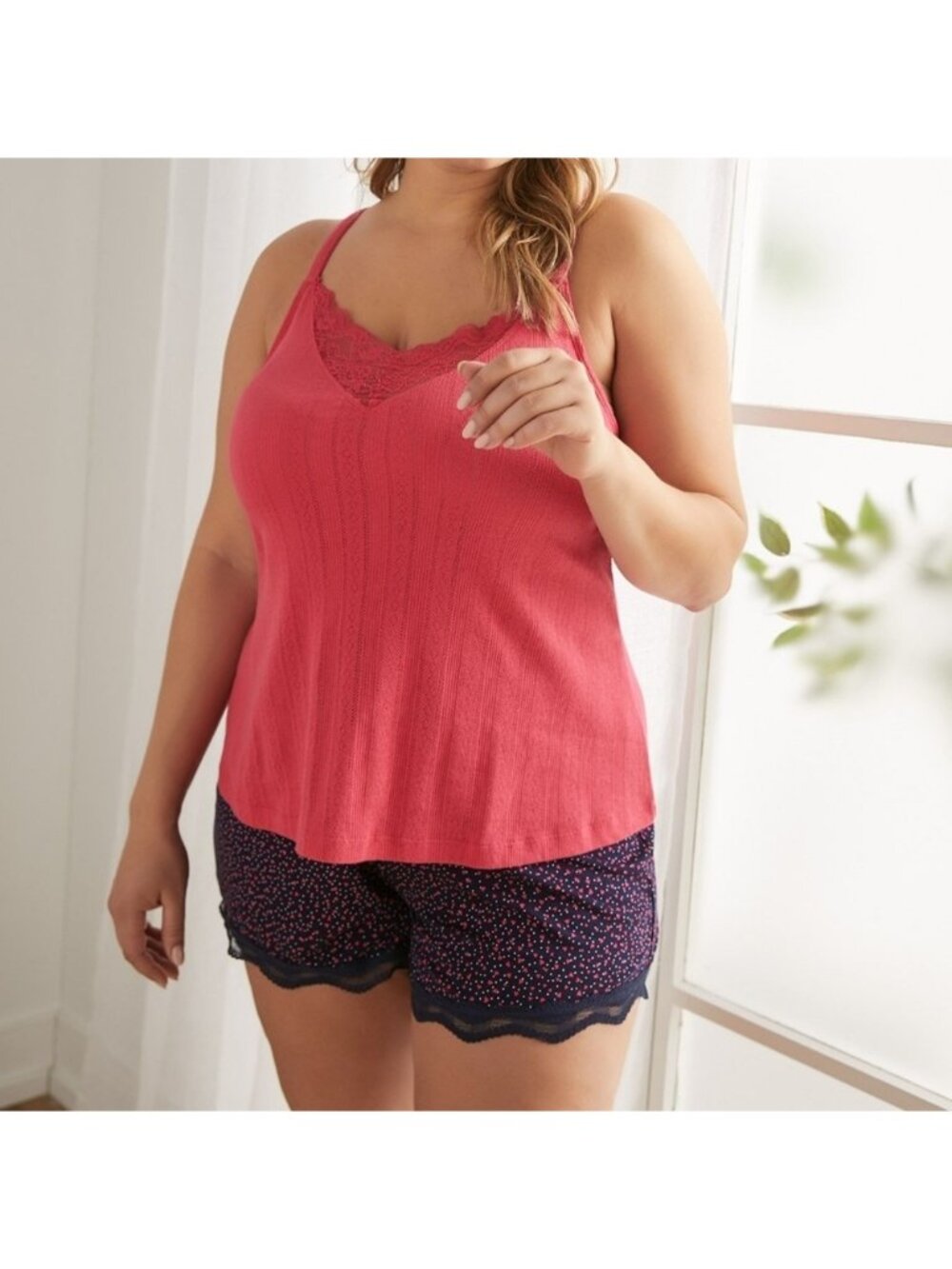 Deesse Addition Elle Pink Lace Tank Top Loungewear Sleepwear PJs Lingerie 1x